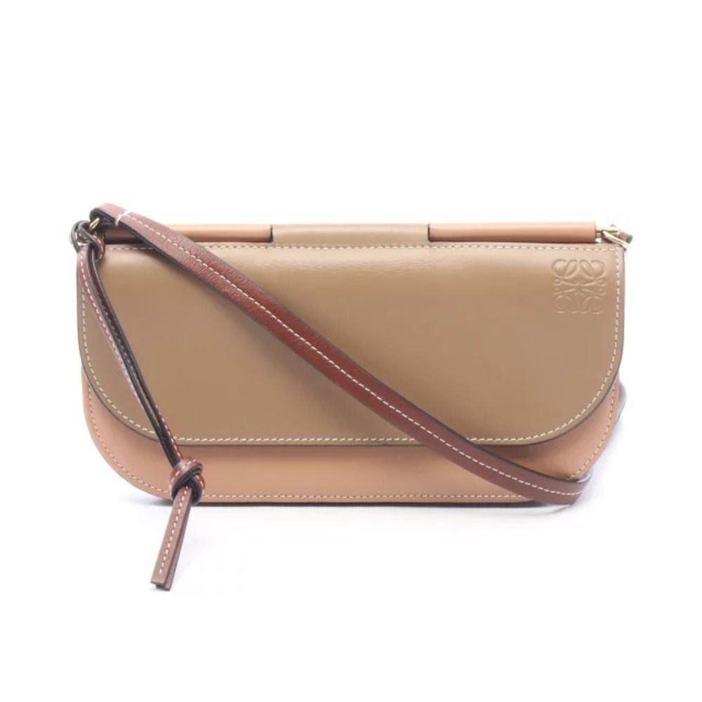 Loewe Gate Pochette Shoulder Bag Leather Gray Pink Brown